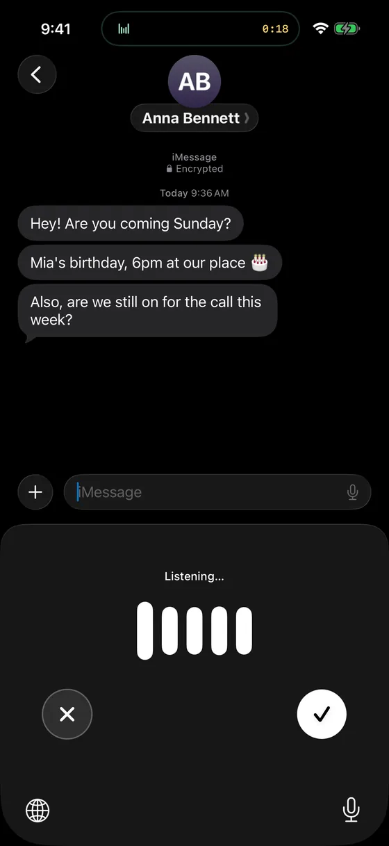 Wisper keyboard on iPhone listening in Messages